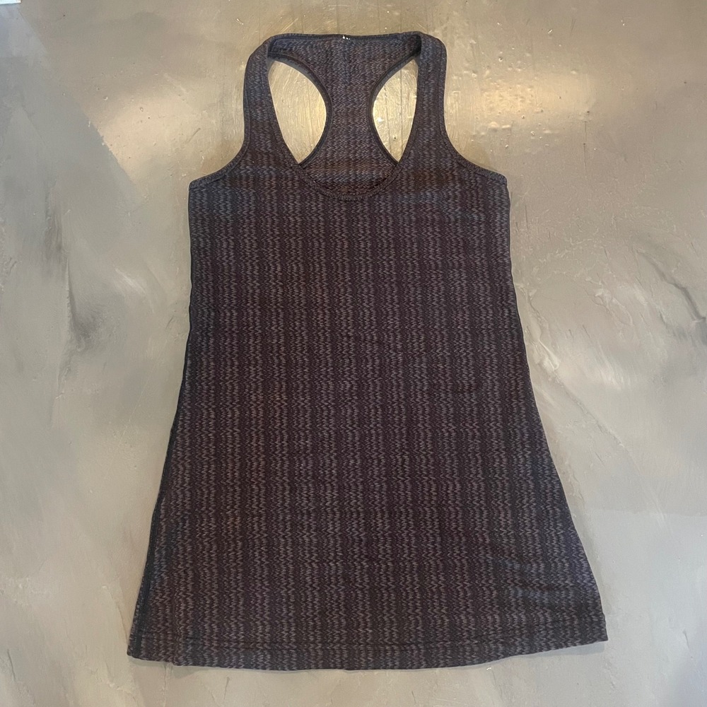 Lululemon Cool Racerback Tank Top Gray Black Ziggy Wee Athletic Yoga Womens 6?